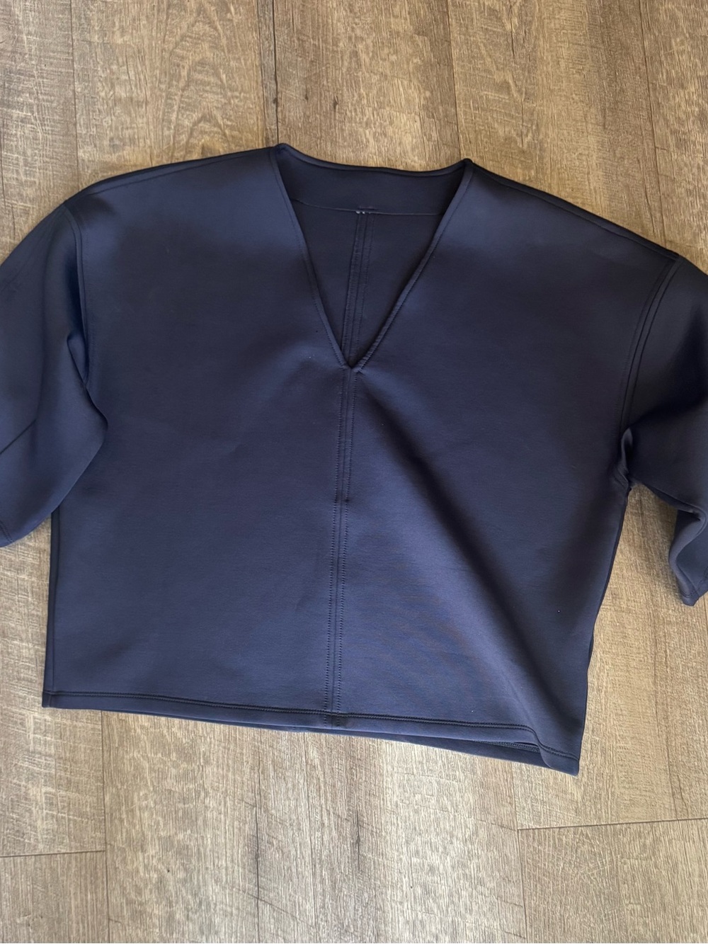 Women's Navy V-Neck Cropped Top